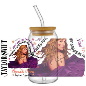 Popular POP Female Singer The Eras Tour 16oz UV DTF 3D Sticker Fashion Decals Waterproof Wraps Glass Can Cups Creative Craft DIY