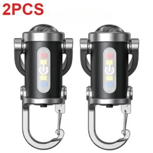 Rechargeable Keychain Flashlight Multi-Functional COB Work Light with 6 Modes Emergency Keychain Light Suitable for Cycling Seaf