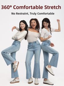 HIPPIE MISS | High Elasticity Light Color Flared Jeans High Waist 9 Tenth Female