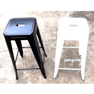 Happy เก้าอี้บาร์ เก้าอี้สตูล วางซ้อนได้ 43x43x98 cm เก้าอี้เหล็ก เก้าอี้บาร์เหล็ก เก้าอี้คาเฟ่ โฮมฮัก ทรงสูง มีพนักพิง