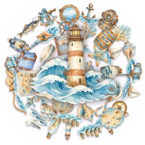 50/100 Pcs Vintage Nautical Theme Clear PET Stickers DIY Scrapbook for Phone Laptop Suitcase Skate Helmet Car Storage Box Decal