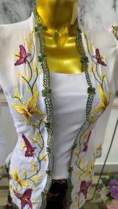 Kebaya Bordir Kupu Bahan sutra crepe India Jahitan sesuai pola motif Lengan lonceng pakaian wanita model terbaru masa kini mewah modern murah kebaya terbaru 2023