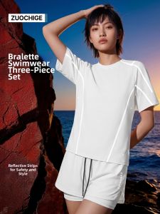 ZUOCHIGE | Neutral Style Tummy Covering Quick-Dry Swimwear Set