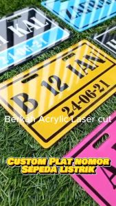 Plat Nomor Sepeda Listrik 1 HARI JADI (CUSTOM REQUEST NAMA DAN NOMER)