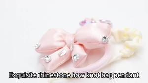Dopamine Rhinestone 3D Padded Pink Bow Bag Charm Keychain Heart Handbag Pendant Accessory Gift For Women