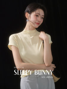 Butterfly Sleeve Lyocell Half-High Collar T-Shirt