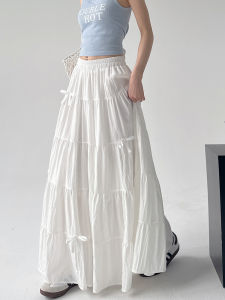 MUYUZI | Spring High Waist Retro Loose Bow A-Line Skirt