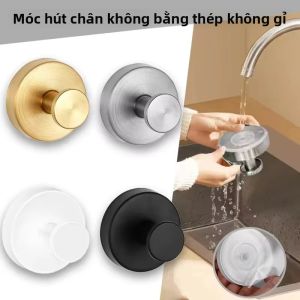 Móc Hút Chân Không Bằng Thép Không Gỉ Có Thể Tái Sử Dụng Chống Thấm Nước Gắn Tường Cho Nhà Bếp & Phòng Tắm Không Cần Khoan Dùng Treo Khăn & Quần Áo
