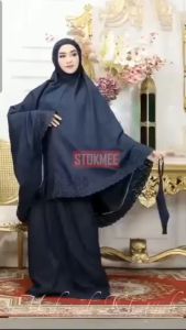 Telekung Mukena Khodijah Alluna Pastelena  Ringan Kain  Sejuk Bercorak Cantik Hari Raya Aidll Fitri Adha Percuma Beg