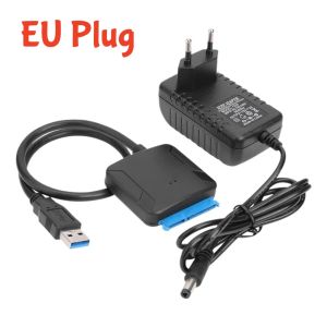 USB 3.0 to SATA Cable SATA III Hard Drive Adapter Converter for 2.5" 3.5" SSD HDD Hard Drive Disk with 12V/2A Power Adapter