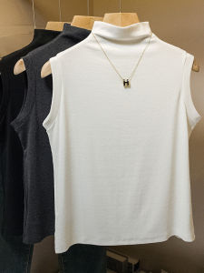 Stylish Oversized French Style Spring Sleeveless Undergarment Half High Collar