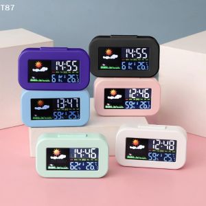EELHOE | Backlit for Kids & Teens Perfect for Bedroom & Dorm Desk Weather Station Clock with Color Display - Temp & Humidity Monitor