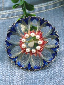 Nút Cài Áo Hình Hoa Cúc Họa Tiết Hoa Hồng Màu Tròn Thời Trang Sang Trọng Bằng Ngọc Trai Màu Xanh Tím Họa Tiết Hoa Cúc Họa Tiết Tròn