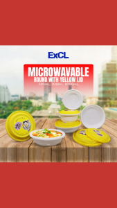 ExCL Round Microwavable Food Containers with Yellow Lid