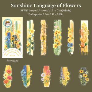 1pack/3pack Material Decorative Inked Botanical Flower Background Flower Watercolor Strip PET Stickers Vintage Stationery