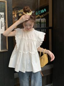 French Lace Trimmed Fly Sleeve Stand Collar Shirt: A Summer Fashion Must-Have