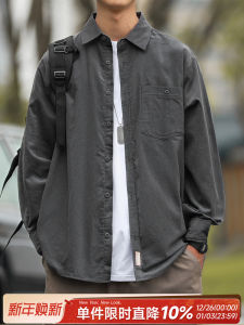 Heyma Seven Days Retro Japanese Style Corduroy Shirt Mens Casual Long Sleeve Spring Autumn Fashion Brand Classic Collar Coat