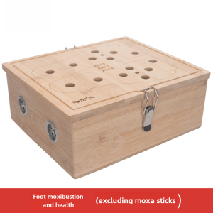 Family Style Bamboo Foot Moxibustion Box for Warm Therapy Massage and Health Care Ideal for Home Use