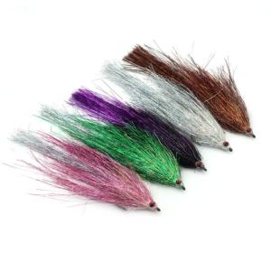 4/0 Holographic Flash Tinsel 3D Fish Eye Pike Flies Predator Fly Fishing Streamer Saltwater Baitfish Fly Trout Pike Fishing Lure
