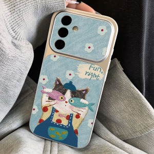 Cute Cartoon Cat Matte Phone Case For Samsung A56 5g A57 A16 A17 A37 A27 A55 A36 S26 S25 S24 S23 Ultra FE Lanyard Stand Cover
