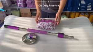 Cây lau nhà cao cấp TAHACO mẫu khoá ngang hiện đại - Chổi lau sàn thông minh kèm bông lau 360 (Dùng chung đa số thùng vắt hiện nay)