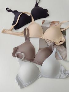 Simple Glossy Super Soft ~ Small Breast Thin Basic Style Intimates No Sense of Comfort No Steel Ring Two Breasted Plaid