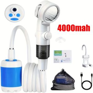 Bơm Tắm Di Động Sạc Lại Được 4000mAh Màn Hình Kỹ Thuật Số Kèm Vòi Và Móc Dùng Cho Bãi Biển Ký Túc Xá