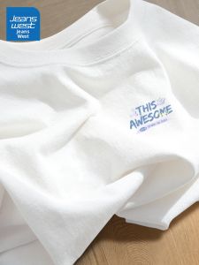 Jeanswest | Áo Thun Nữ Form Rộng 100% Cotton Trắng Thiết Kế Cổ Điển Dành Cho Sinh Viên Bộ Sưu Tập Xuân 2026 Áo Phông Thoải Mái Dáng Thường Ngày