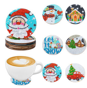 6 DIY diamond Painting art set Christmas pattern coaster Special shape crystal artificial diamond Mosaic craft