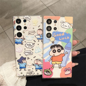 New Casing Samsung Galaxy S25 S24 S23 S22 S21 + Ultra FE Plus 5G Hot Fashion Creative Colorful Crayon Shin-chan Rabbit Phone Case Ultra-thin Transparent Soft Cover 2025