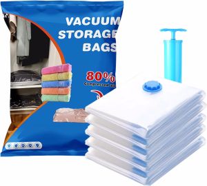 Vacuum Storage Bags for Comforters Blankets & Clothes – Vacuum Sealed Compression Bags with Hand Pump – Space Saver Storage Bag