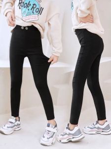 (3-14 tahun) F2-138 Celana panjang anak perempuan semi jeans pinggang tinggi