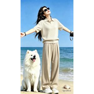 LIUBU | Bộ Áo Polo Sọc Dáng Retro Mùa Hè