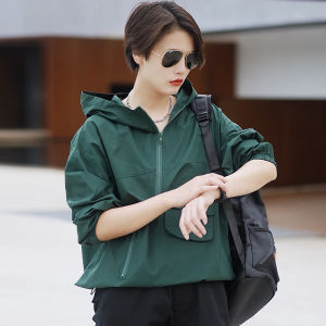 Trendy Casual Hooded Jacket Womens Short Thin Loose Korean Style Fashionable Versatile Top Street Style Cotton Long Sleeve
