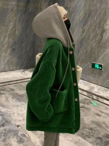 XIUMEI | Corduroy Hooded Thickened Womens Sweatshirt Jacket