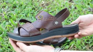 Dép da bò thật 100% kết hợp đế kếp cao 35cm cực đẹp khâu may chân quai siêu chắc chắn Dép nam da cao cấp da bò đẹp quai ngang quai chéo quai hậu thời trang trẻ và trung niên Dép quai ngang nam Dép nam đẹp - ABCD SHOP