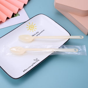 Disposable Dessert Spoon Ice Cream Milk Tea Spoon Transparent Commercial Plastic Small Spoon Individually Packaged Long Ice Cream 18cm