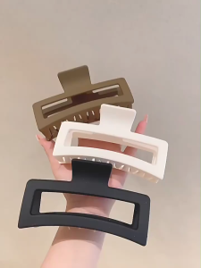 AKEZ 1 PCS JEDAI PERSEGI JUMBO 13CM JEDAI RAMBUT POLOS JUMBO RAMBUT TEBAL UKURAN BESAR AKSESORIS RAMBUT WANIT