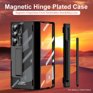 szhaiyu | For Samsung Galaxy Z Fold 8 Ultra Fold 8 7 6 5 4 Case Electroplated Hinge Transparent 360 Full Protective Film Bracket Cover