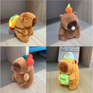 GQBN44V3 Cute Toy Plush Capybara Keychain Cartoon Capybara Multicolor Headgear Capybara Doll Kawaii Kapila Fluffty Animal Doll Birthday Gift