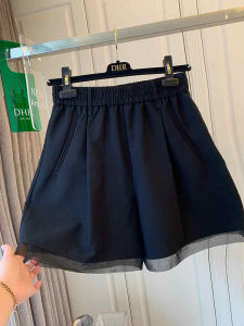 High Waist Wide Leg Suit Pants Black Patch Work Casual Leisure Female Summer New Style LooseFit Short Trousers CommuterWind