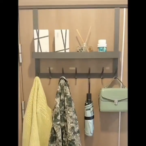 6 Hooks Door Hanging Organizer Sleek Over with Storage Rack No-Drill Metal Door Hook For Bedroom Bathroom Kitchen