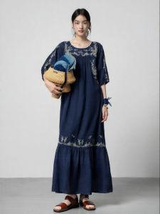 Embroidery Texture Lace Stitched Dress