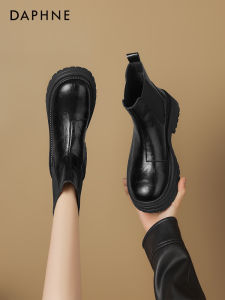 Daphne | Womens Black Thick Sole Ankle Boots Western Style