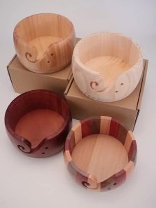 1 Hộp Đựng Len Bằng Gỗ Nhiều Màu Hình Tròn Có Họa Tiết Xoắn Ốc Dùng Để Đựng Đồ Thủ Công Đan Móc