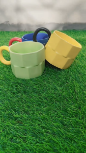Happy Campers Big Handle Japanese Ceramic Brick Coffee Mug 1pcs