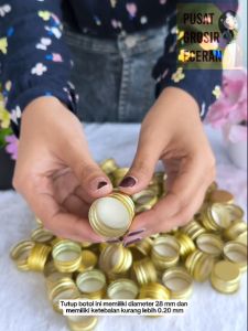 Paket 100pcs Tutup Botol Aluminium 28 mm + Drat warna Gold dengan pelapis sponge