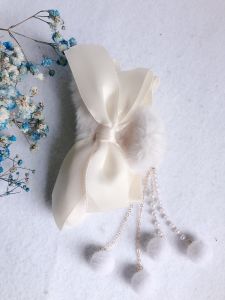 ReadyStock Fashion 11cm Pearl Tassel Plush Ribbon Hair Claw Clip Elegant Hair Clip Hair Accessories时尚珍珠流苏蝴蝶结大抓夹鲨鱼夹发夹发饰头饰