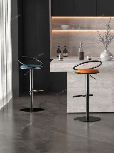 Modern Minimalist Stainless Steel Bar Stool Designer Style Adjustable Height Rotating Home Island Bar Chair Office Furniture