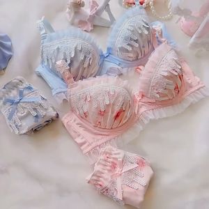 Japanese Plus Size Panty Underwear Icy Meteor Rain Ribbon Lace Water-Soluble Cute